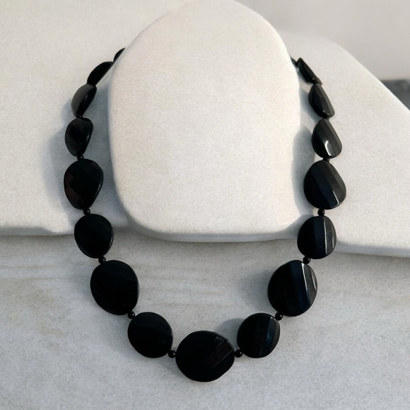 Liz & Co. Black Faceted Oval Bead Statement Piece Necklace - Picture 13 of 15